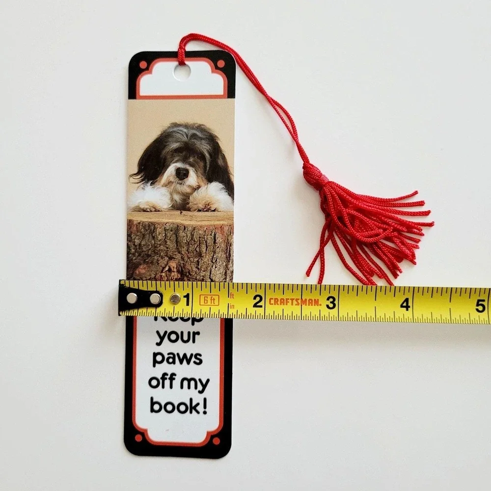 Vintage 90s Tibetan Terrier Bookmark Dog Paws book Tassel 1991 Antioch TBM-08052